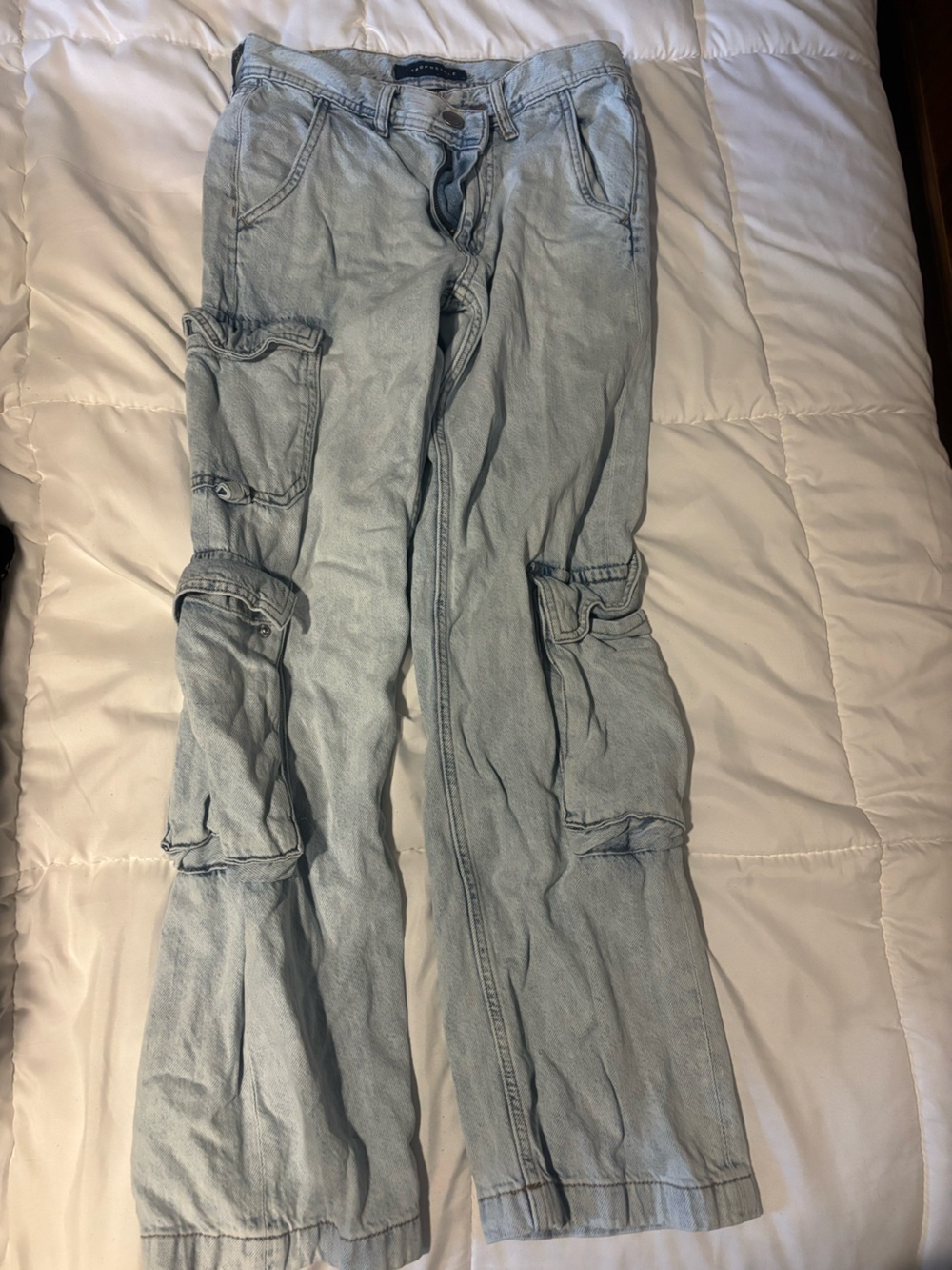Light Wash Cargo Jeans for woman Light Blue